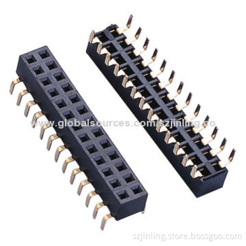 Bottom entry 2.54mm female header, smt dual row height 4.5mm